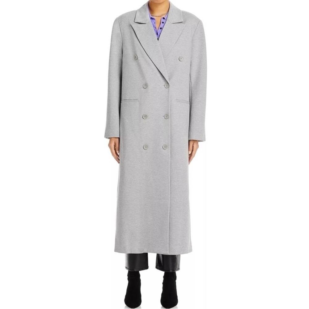 Good American Grey Long Double Breasted Lined Trench Jacket, NWOT, Small - Picture 4 of 12